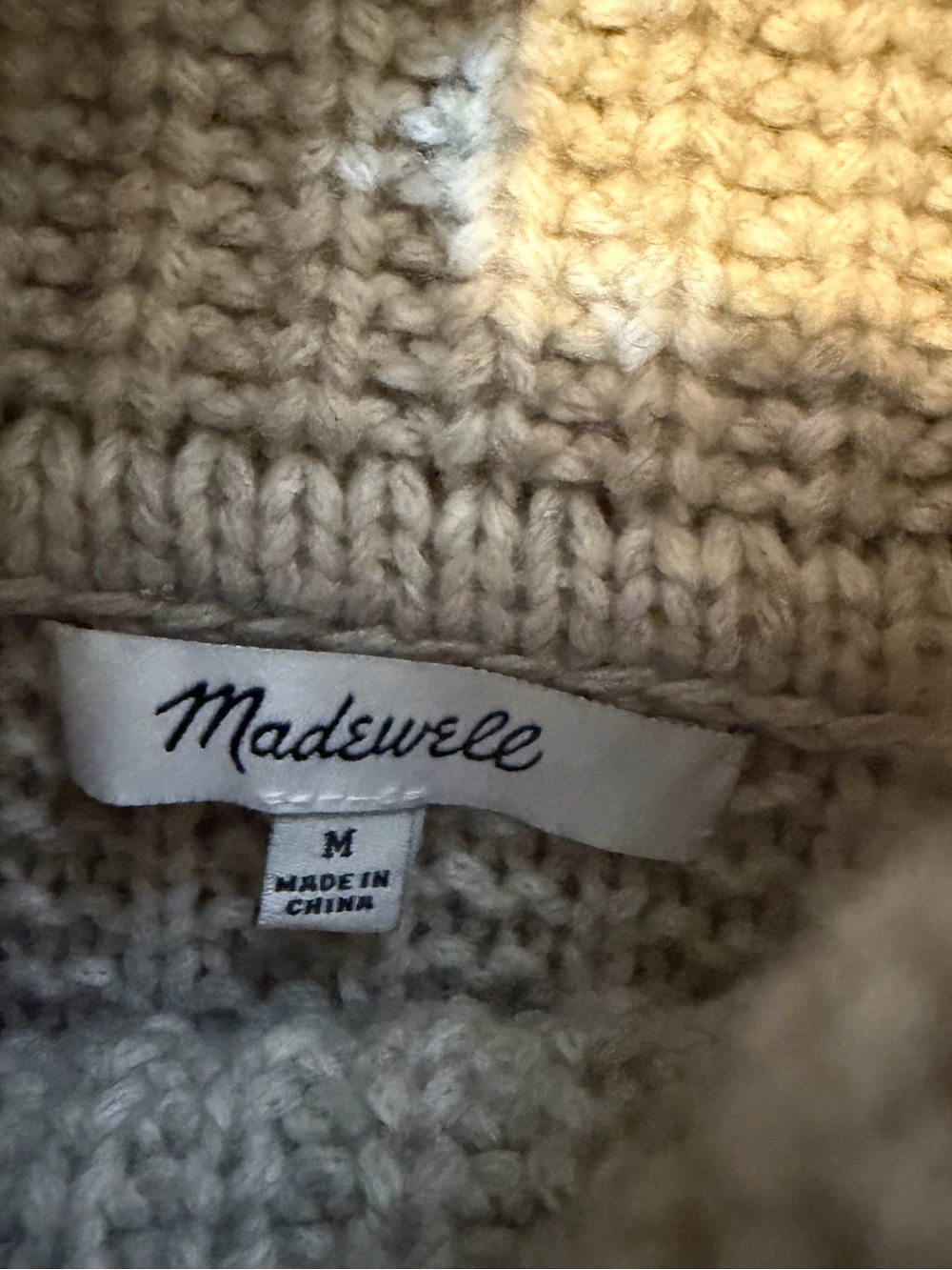 Madewell Oversized Turtleneck Sweater M Oatmeal Chunky Knit Cozy Fall Neutral - Picture 9 of 9